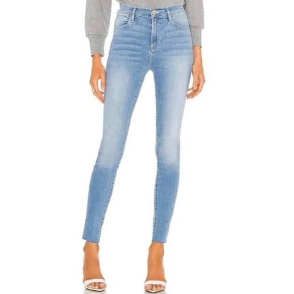 Frame Denim Denim - FRAME Le High Skinny Jeans High Rise Raw Edge Stretch Denim Europa Size 29